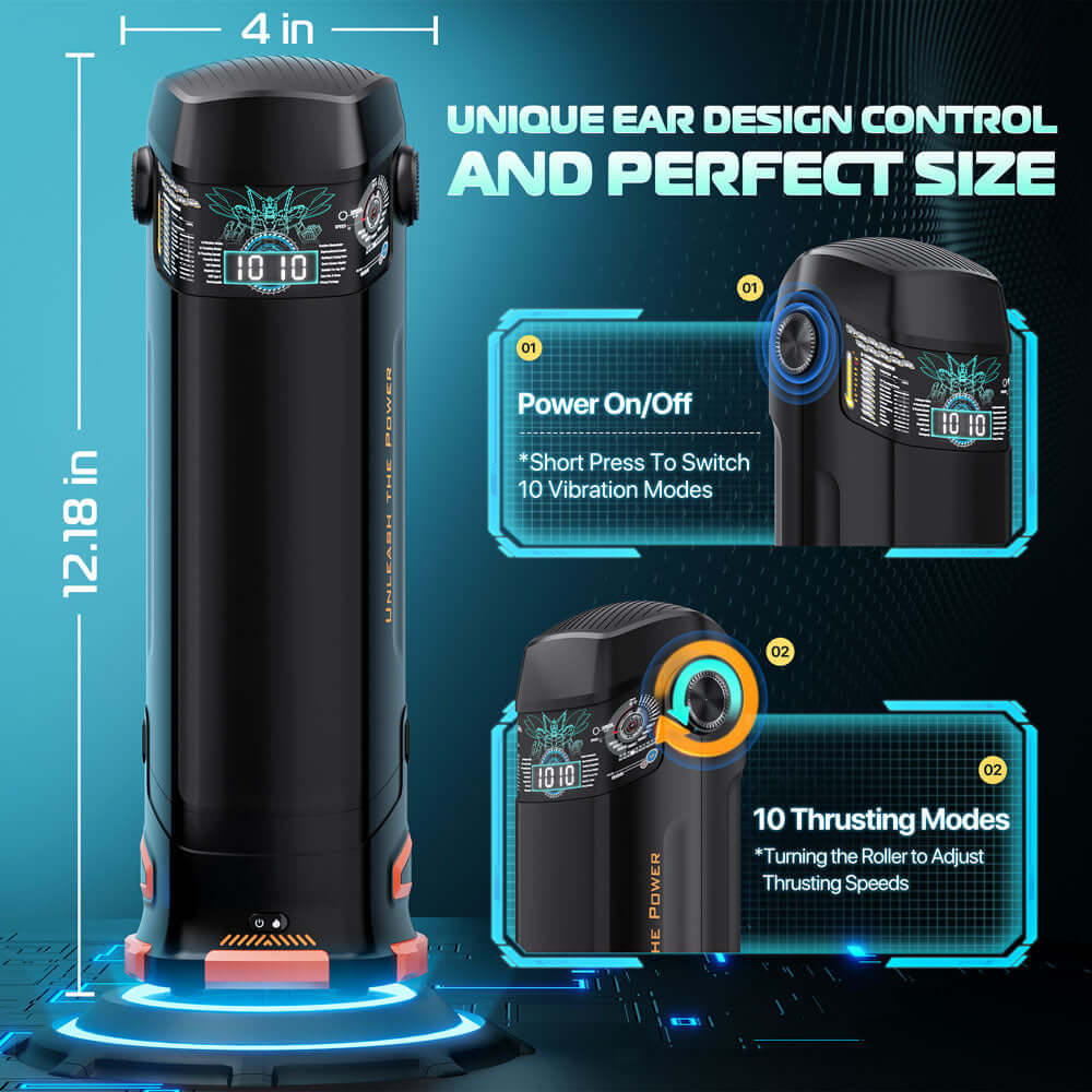CyberSkin B-Titan - Black USB Rechargeable Thrusting & Vibrating Auto Masturbator with Heater